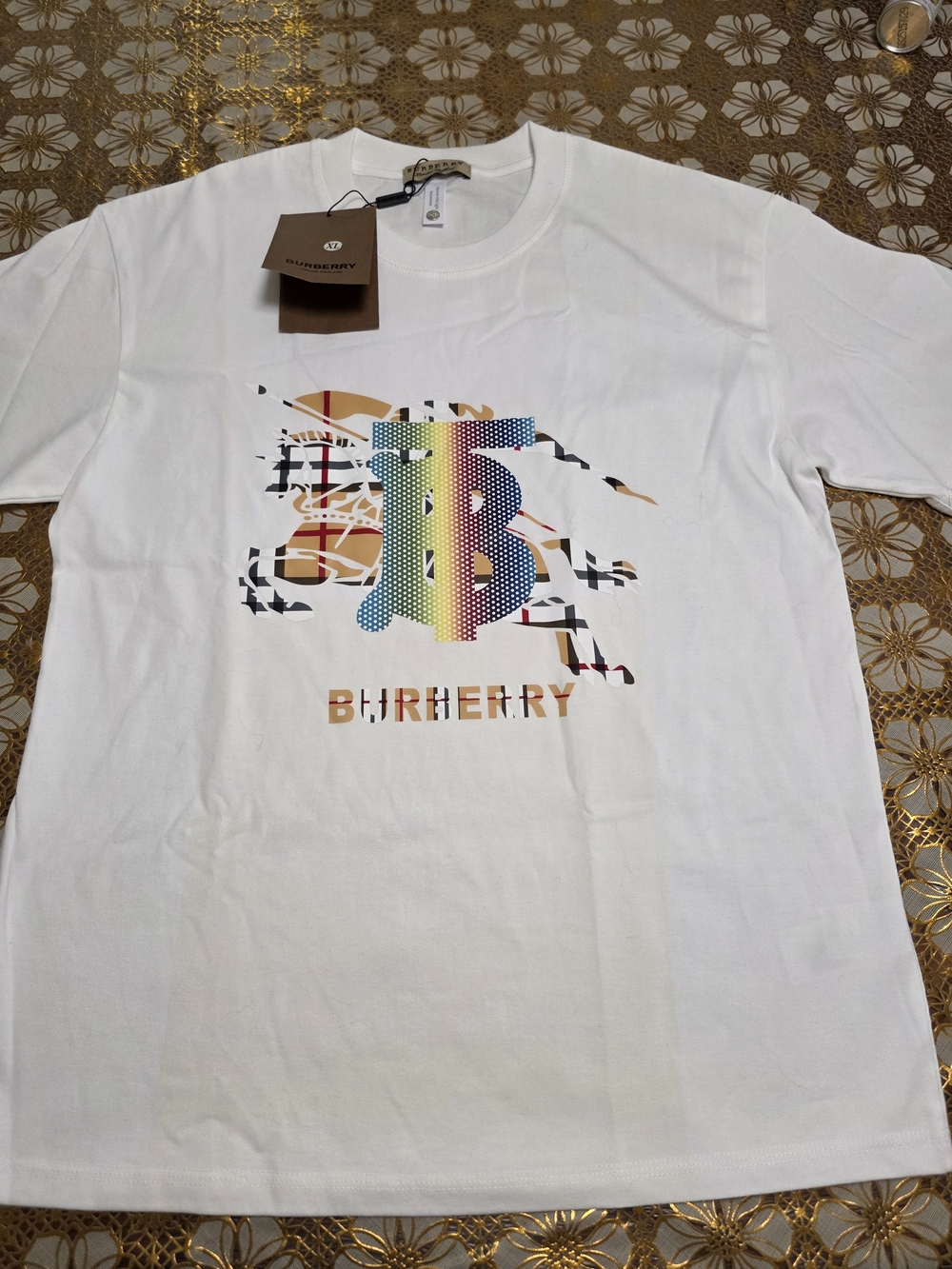 Burberry White Logo Graphic Short-Sleeve T-Shirt